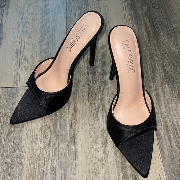 Cape Robbin Shoes - NWOB! Cape Robbin Black Satin Stiletto Heels Size 6.5